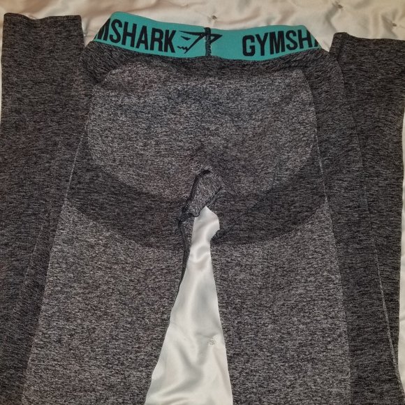 Gymshark Flex Leggings - Charcoal Marl/Pale Turquoise - Picture 2 of 5